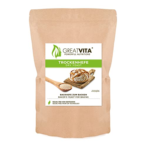 GreatVita Trockenhefe Backhefe, Brothefe, glutenfrei, 1000g im Beutel von GREAT VITA
