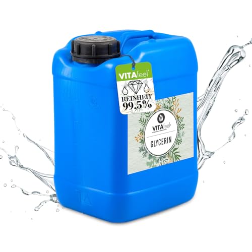 VitaFeel Glycerin 99,5% | Perfekt für DIY Desinfektion | rein pflanzlich & vegan - Kosmetik & Hautpflege | Farb- & geruchlos, niedrige Viskosität, vielseitig einsetzbar (5000 ml (1er Pack)) von Mea Vita
