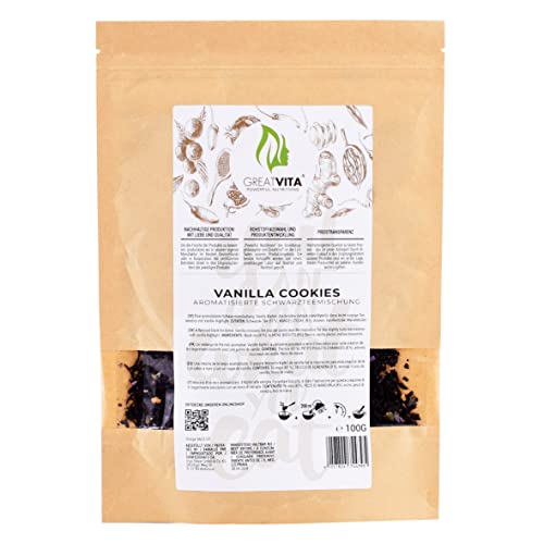 GreatVita Bio Vanilla Cookies Tee 100 g | Aromatisierte Schwarzteemischung mit ca. 50 Tassen von MeaVita