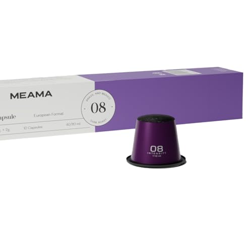 MEAMA, Kaffekapseln Kompatibel mit Nespresso und Meama Mashinen, Espresso Kaffekapseln Purple 08, Dunkle Röstung mit Schokoladen & Zedernnoten, Kaffee aus Brasilien & Mexiko, 10 Kapseln von MEAMA
