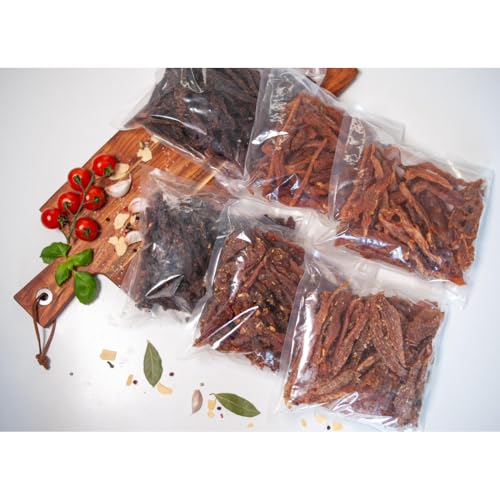 Meat Snack - Party Box Max 1500g - Würzig & Süß Jerky - Premium Rind, Huhn & Schwein - Hoher Proteingehalt - Natürlich Geräuchert - Perfekt für Partys Meat Snack - Party Box Max 1500g - Würzig & Süß Jerky - Premium Rind, Huhn & Schwein - Hoher Proteingehalt - Natürlich Geräuchert - Perfekt für Partys von Meat Snack