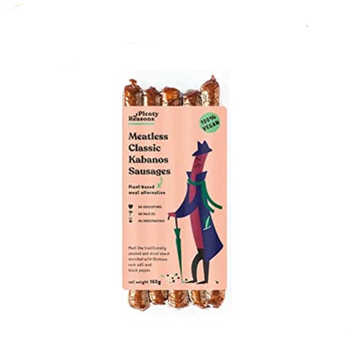 MeatLess Zwiebel Kabanos Wurst 160 g (Mini-Chorizo) toller Snack für jeden Anlass, 5 leckere Würstchen in glatter Stimmung. von Meatless