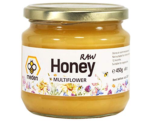 Meden Pure Raw Honey UK – Wildblumen – ungeheizter, nicht pasteurisierter natürlicher Honig (450 g) von Meden