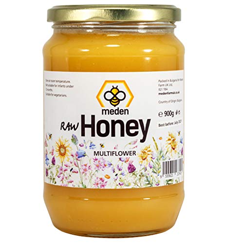 Meden Pure Raw Honey UK – Wildblumen – ungeheizt, unpasteurisiert, lebender natürlicher Honig (900 g) von Meden