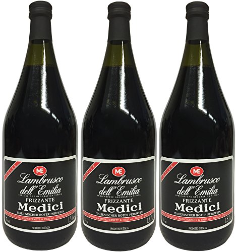 Lambrusco rosso Dell`Emilia IGT MEDICI (3 X 1,50 L) - Vino Frizzante - Roter Süßer Perlwein von Medici