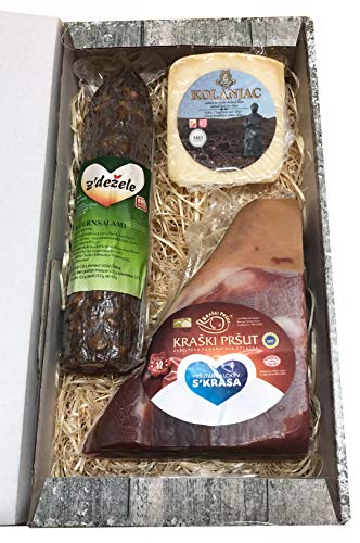 Genuss Geschenkideen aus Istrien Geschenk für Frauen mit Kraški Pršut und Pag Käse und Salami von Mediterrane Delikatessen