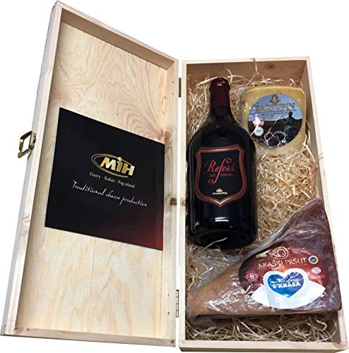 Präsentkorb Käse Wein Geschenkset Geburtstag Geschenkbox Geschenkideen in Weinkisten aus Holz von Mediterrane Delikatessen