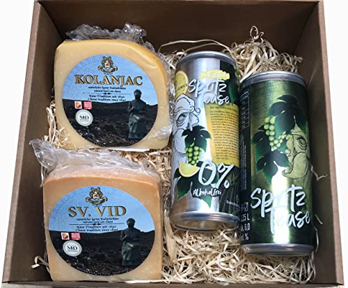 Premium Schatztruhe Geschenkbox mit Pag Käse und Spritz Tease Weinschorle (Einweg) von Mediterrane Delikatessen