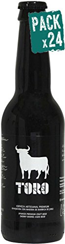 Pack 24 Craft Bier Toro, 33 cl Flasche, gereift in Pedro Ximenez Sherry Barrel, frisches und süßes Aroma, Premium-Qualität. von Mediterranea