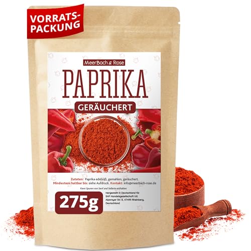 Paprika geräuchert 275g, geräuchertes Paprikapulver süß, Smoked Paprika, Rauchparika würzig und intensiv, in Deutschland abgefüllt Paprika geräuchert 275g, geräuchertes Paprikapulver süß, Smoked Paprika, Rauchparika würzig und intensiv, in Deutschland abgefüllt von MeerBach & Rose