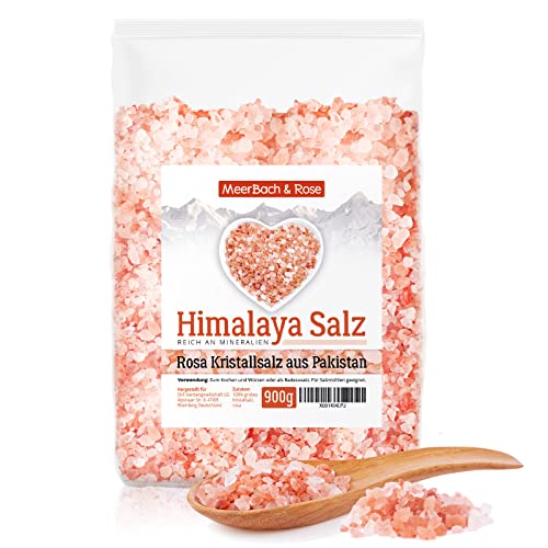 Himalaya Salz, rosa Kristallsalz, 900g grobes Salz für die Salzmühle, Pink Salt, Badesalz, Salz aus Punjab Pakistan, 2-4mm Körnung von MeerBach & Rose