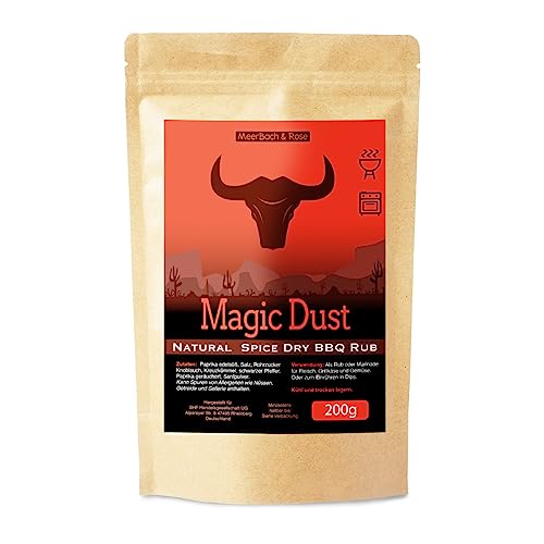 Magic Dust 200g, BBQ-Rub Gewürzmischung zum Grillen, Magic-Rub Grillgewürz als Trocken Rub oder Marinade für Fleisch, Vegetarischem oder Dips, in Deutschland von Hand abgefüllt Magic Dust 200g, BBQ-Rub Gewürzmischung zum Grillen, Magic-Rub Grillgewürz als Trocken Rub oder Marinade für Fleisch, Vegetarischem oder Dips, in Deutschland von Hand abgefüllt von MeerBach & Rose