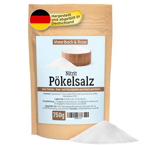 Pökelsalz, 750g Nitritpökelsalz, NPS Salz zur Herstellung von Fleisch- und Wurstwaren, feines Pökelsalz mit einem Natriumnitrit Anteil zwischen 0,4 – 0,5% Pökelsalz, 750g Nitritpökelsalz, NPS Salz zur Herstellung von Fleisch- und Wurstwaren, feines Pökelsalz mit einem Natriumnitrit Anteil zwischen 0,4 – 0,5% von MeerBach & Rose