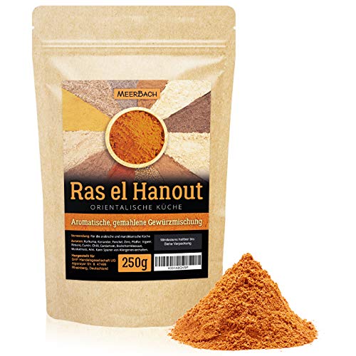 Ras el Hanout, orientalische Gewürzmischung, 250g gemahlenes Raz el Hanut Gewürz, marokkanisch arabische Gewürzmischung für Tajine, Couscous und mehr von MeerBach & Rose