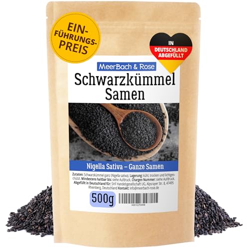 Schwarzkümmel ganze Samen 500g, echte Schwarzkümmelsamen – Nigella Sativa, der Allrounder in Ihrer Küche von MeerBach & Rose