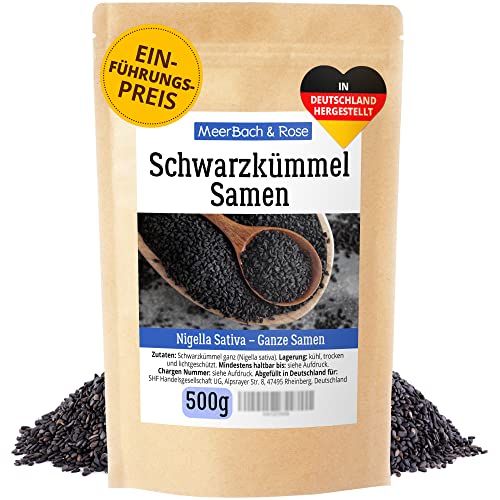 Schwarzkümmel ganze Samen 500g, echte Schwarzkümmelsamen – Nigella Sativa, der Allrounder in Ihrer Küche von MeerBach & Rose