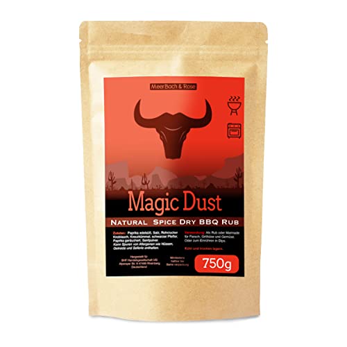 Magic Dust 750g, BBQ-Rub Gewürzmischung zum Grillen, XXL-Vorteilspack, Magic-Rub Grillgewürz als Trocken Rub oder Marinade für Fleisch, Vegetarischem oder Dips, in Deutschland von Hand abgefüllt von MeerBach & Rose