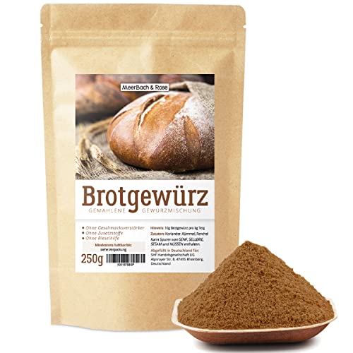 Brotgewürz bayerische Art, 250g Brotgewürzmischung mit Kümmel, Fenchel und Koriander, herzhafte Gewürzmischung für Brot, Naturprodukt, ohne Salz und künstliche Zusätze von MeerBach & Rose