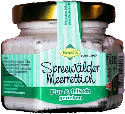 Spreewaldmeerrettich Koals Spreewälder Meerrettich Pur und frisch 100g Spreewaldmeerrettich Koals Spreewälder Meerrettich Pur und frisch 100g von Meerrettichreiberei Koal