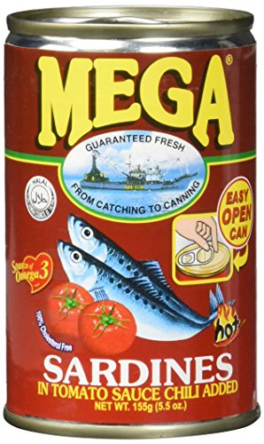 Mega Sardinen Tomaten Sauce & Chili/rot, 24er Pack (24 x 155 g) von Mega