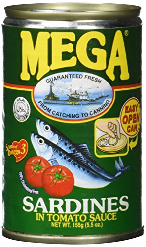 Mega Sardinen Tomaton Sauce/grün, 24er Pack (24 x 155 g) von Mega