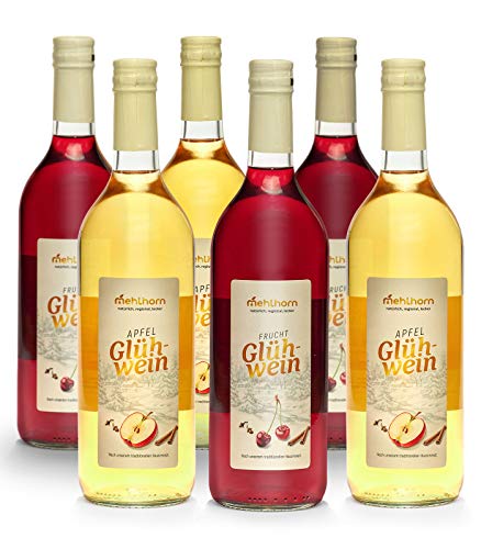 Mehlhorns Gourmet Glühwein Genießer-Set mit 3 x roter Glühwein und 3 x weißer Glühwein, 6 x 0.75 l Einweg Gourmet-Flaschen von Mehlhorns Saftmanufaktur