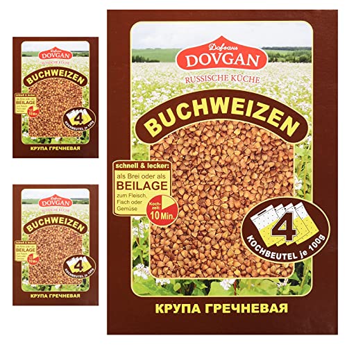 3x400g Dovgan Buchweizen Kochbeutel (крупа гречневая) /Pro Packung 4x100g von Meinbazar
