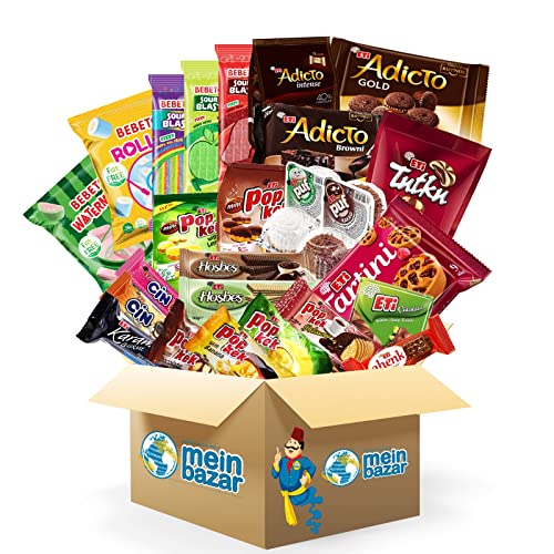 Meinbazar Türkische Süßigkeiten Geschenkidee Box - Süßigkeiten Set XXL - 25 Teile - Mix Party Box - Halal Produkte - Candy Box von Meinbazar