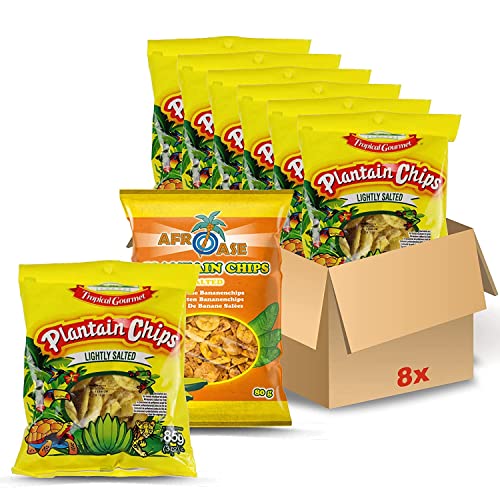 Plantain Chips Kochbananen Set Bananenchips (8x 85g) (SALTED - Gesalzen) von Meinbazar