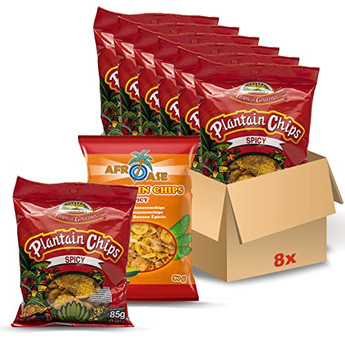 Plantain Chips Set 7x85g Tropical Gourmet + 1x80g Afroase von Meinbazar