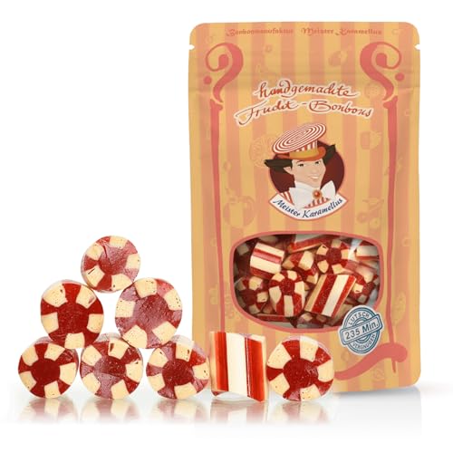 Original Meister Karamellus Erdbeer-Sahne BonBons (9 x 80g Tüte) Fruchtbonbons 100% Handarbeit aus deutscher Manufaktur, Lutschbonbon frei von Geschmacksverstärkern - Ideal für Kinder & Erwachsene von Meister Karamellus