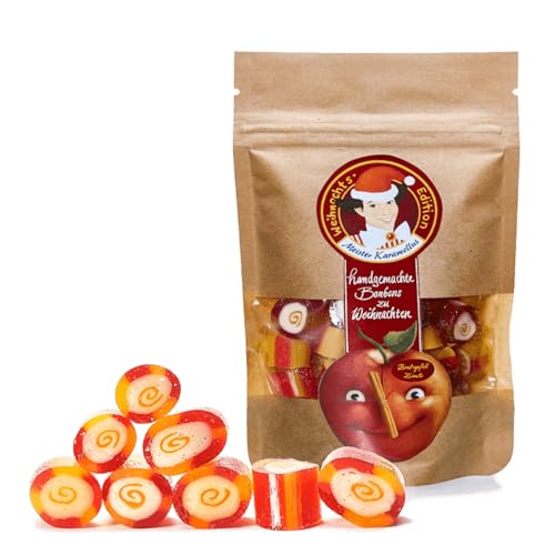 Original Meister Karamellus Bratapfel-Zimt BonBons (6 x 80g Tüte) 100% Handarbeit aus deutscher Manufaktur, Lutschbonbon frei von Geschmacksverstärkern von Meister Karamellus