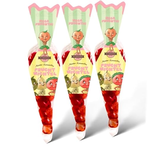 Original Meister Karamellus Fruchtwichtel Erdbeer Fruchtgummis (3x120g) 100% Handarbeit aus deutscher Manufaktur, frei von Geschmacksverstärkern - Süßigkeiten für Kinder & Erwachsene von Meister Karamellus