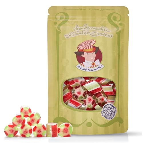 Original Meister Karamellus Himbeer-Minze BonBons (3 x 80g Tüte) Kräuterbonbons 100% Handarbeit aus deutscher Manufaktur, Lutschbonbon frei von Geschmacksverstärkern - Ideal für Kinder & Erwachsene von Meister Karamellus