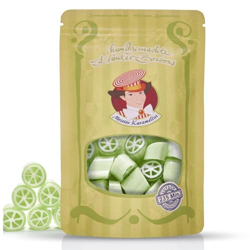 Original Meister Karamellus Limette-Rosmarin BonBons (9 x 80g Tüte) Kräuterbonbons 100% Handarbeit aus deutscher Manufaktur, Lutschbonbon frei von Geschmacksverstärkern - Ideal für Kinder & Erwachsene von Meister Karamellus