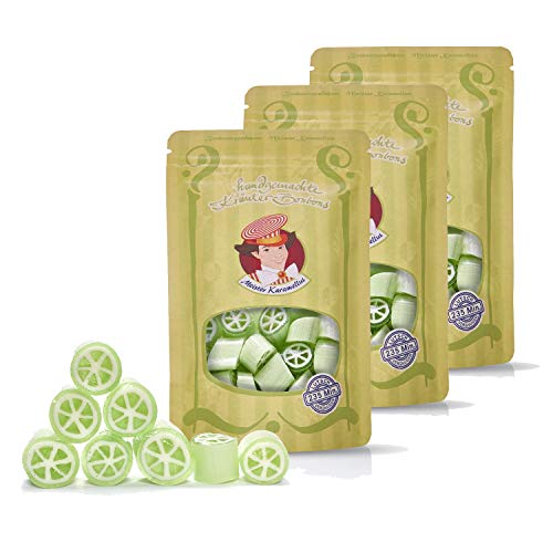 Original Meister Karamellus Limette-Rosmarin BonBons (3 x 80g Tüte) Kräuterbonbons 100% Handarbeit aus deutscher Manufaktur, Lutschbonbon frei von Geschmacksverstärkern - Ideal für Kinder & Erwachsene von Meister Karamellus