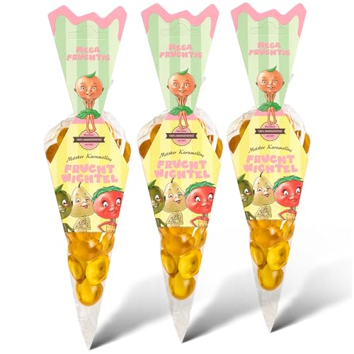 Original Meister Karamellus Fruchtwichtel Orangen Fruchtgummis (3x120g) 100% Handarbeit aus deutscher Manufaktur, frei von Geschmacksverstärkern - Süßigkeiten für Kinder & Erwachsene von Meister Karamellus