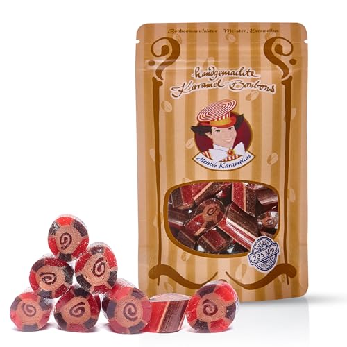 Original Meister Karamellus Schoko-Kirsch BonBons (3 x 80g Tüte) 100% Handarbeit aus deutscher Manufaktur, Lutschbonbon frei von Geschmacksverstärkern - Ideal für Kinder & Erwachsene von Meister Karamellus