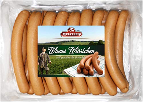 Wiener Würstchen frisch | traditionell Buchenholz geräuchert | Wurst geräuchert im Naturdarm Saitling | Würstel in Metzger Qualität | 16 x 50 g von MEISTER'S