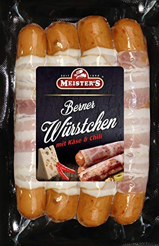 Berner Würstchen mit Chili, Käse & Bacon | Käsewurst | Grillwürste | Premium BBQ Griller zum Braten und Grillen | 300g von MEISTER'S