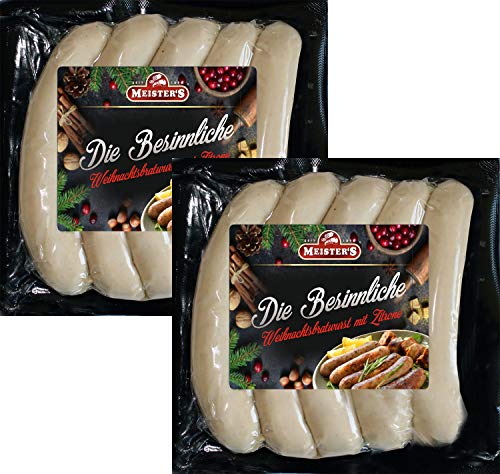 Weihnachtsbratwurst Oberlausitz | Schlesische Bratwurst für Weihnachten mit Zitrone verfeinert | Grillwurst Bratwürste für Pfanne und Grill (1000g) von MEISTER'S