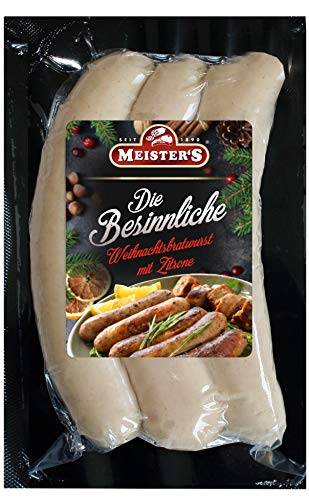 Weihnachtsbratwurst Oberlausitz | Die Besinnliche Bratwurst für Weihnachten mit Zitrone verfeinert | Grillwurst für Pfanne und Grill (300) von MEISTER'S