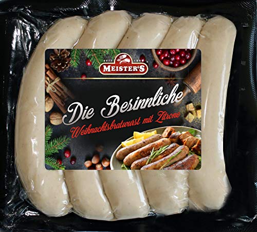 Weihnachtsmarkt Bratwurst fein Oberlausitz | Die Besinnliche Bratwurst für Weihnachten mit einem Hauch Zitrone verfeinert | Grillwurst für Pfanne und Grill (500g) von MEISTER'S
