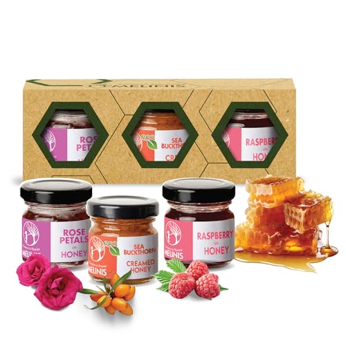 Cremiger Honigaufstrich Set 3x40g – Melinis Eco mit Sanddorn, Himbeeren & Rosenblüten – Premium Akazienhonig mit Fruchtveredelung, Ideal für Frühstück, Desserts & Smoothies - Melinis Cremiger Honigaufstrich Set 3x40g – Melinis Eco mit Sanddorn, Himbeeren & Rosenblüten – Premium Akazienhonig mit Fruchtveredelung, Ideal für Frühstück, Desserts & Smoothies - Melinis von Melinis