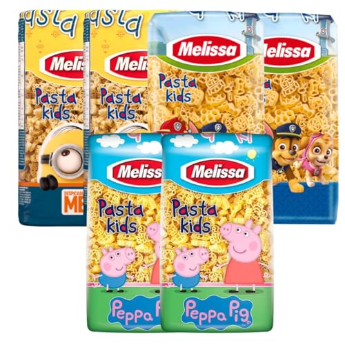 Probierpaket Pasta Kids Minions, Peppa Pig, Paw Patrol (6x500g) Melissa + GRATIS Araxxon Olivenöl aus Sparta (20ml) von Melissa