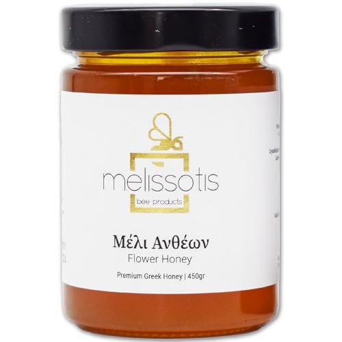 Griechischer Premium Honig Melissotis, naturrein & Unverfälscht - 450g, Traditionelle Imkerei in 3. Generation - verschiedene Geschmäcker… (Blütenhonig) von Melissotis