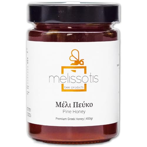 Griechischer Premium Honig Melissotis, naturrein & Unverfälscht - 450g, Traditionelle Imkerei in 3. Generation - verschiedene Geschmäcker… (Pinienhonig) von Melissotis