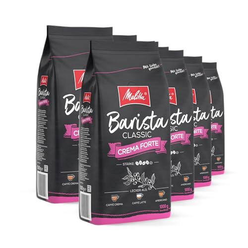 Melitta Barista Classic Crema Forte, Ganze Kaffee-Bohnen 8 x1kg, ungemahlen, Kaffeebohnen für Kaffee-Vollautomat, kräftige Röstung, Stärke 4, im Tray von Melitta