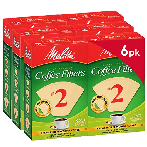 Melitta #2 Kegel-Kaffeefilter, Naturbraun, 100 Stück (6 Stück) 600 Filter insgesamt von Melitta