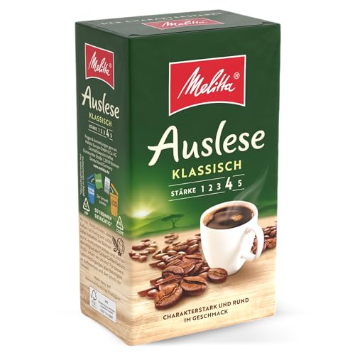 Melitta Auslese Filter-Kaffee 500g, gemahlen, Pulver für Filterkaffeemaschinen, starke Röstung, geröstet in Deutschland von Melitta